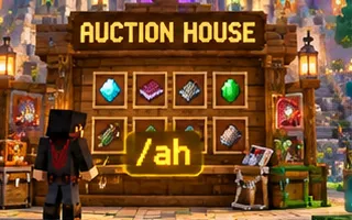 Panoul Auction House cu iteme expuse și comanda /ah.