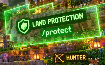 Zonă delimitată cu verde strălucitor și textul LAND PROTECTION /protect.